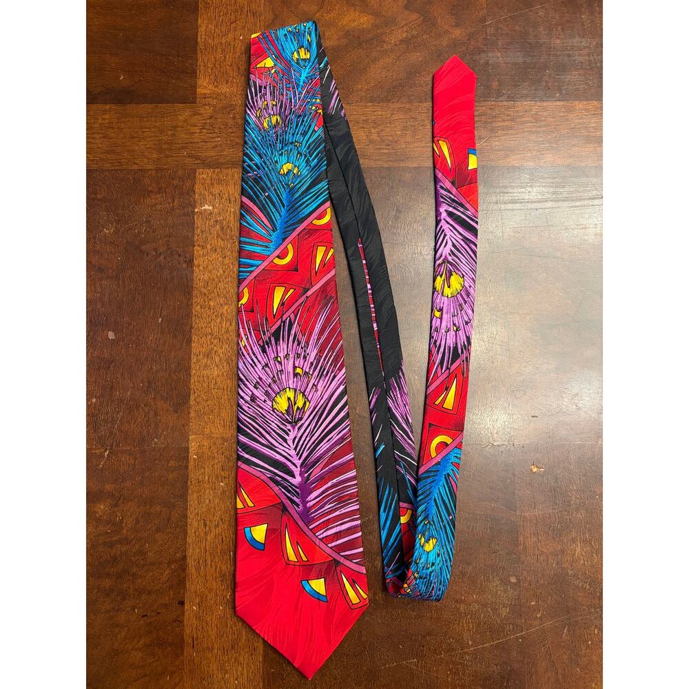 Rush Limbaugh No Boundaries Silk Peacock Feather Tie Made in USA Preowned